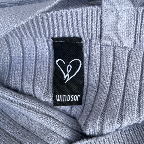 Windsor Faux Wrap Ribbed V Neck V Back Dolman Sleeve Sweater Grey Sz M - Picture 4 of 5